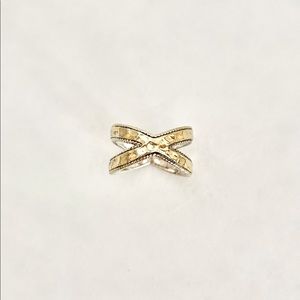 Anna Beck Hammered Criss Cross Gold plated ring.
